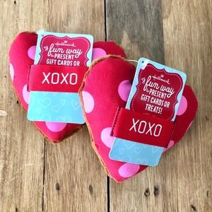 Two Hallmark Plush Heart Gift Card/Treat Holders